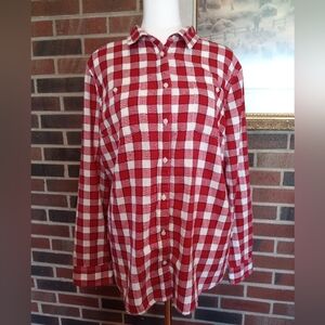 St John's Bay Flannel shirt 100 percent cotton. Size XXL women's red and white